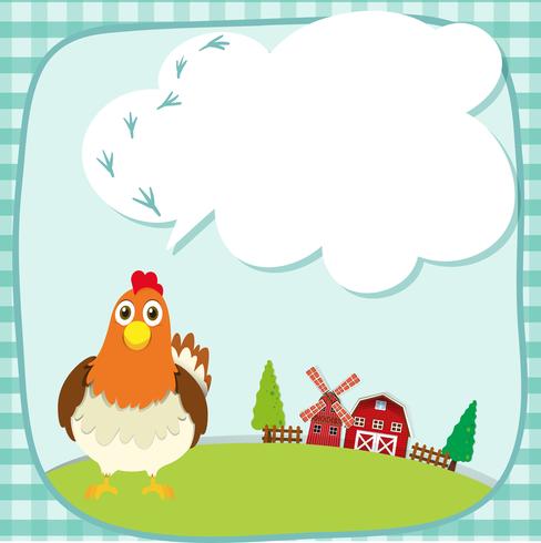 Border design with chicken on the farm vector