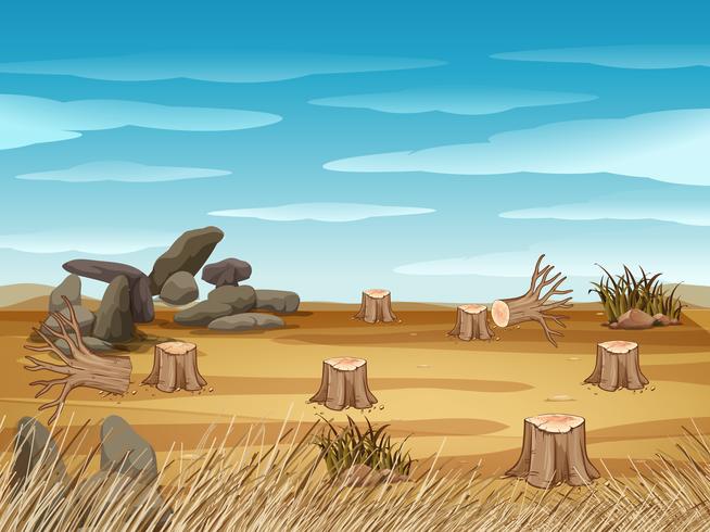 Field with stump trees vector