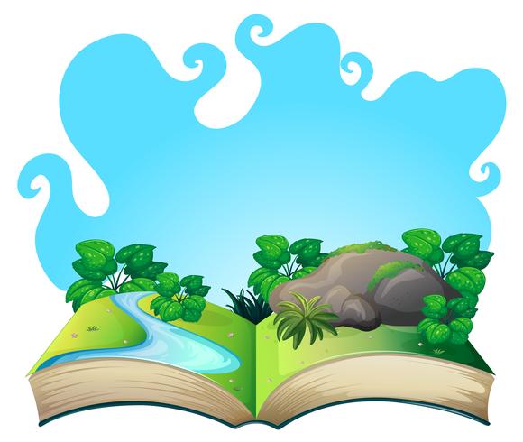 Libro con escena de la naturaleza vector