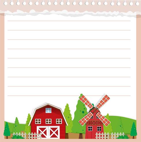 Line paper design with barn and windmill vector