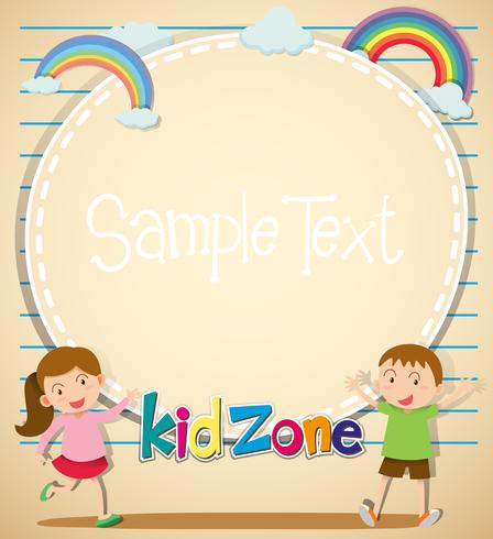 Border design with girl and boy vector
