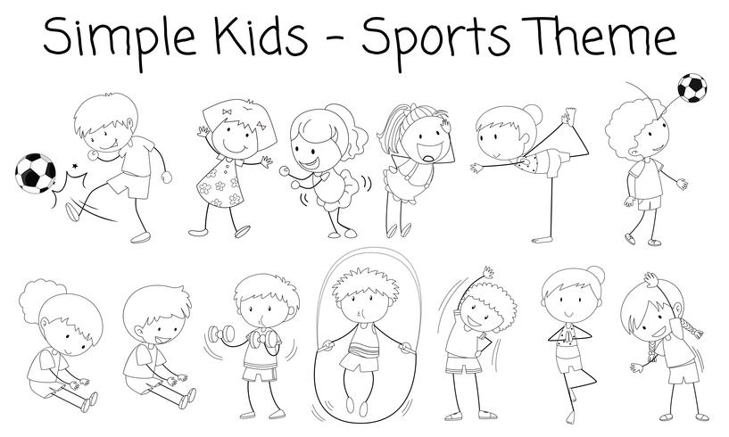 Conjunto de caracteres de los niños del doodle vector
