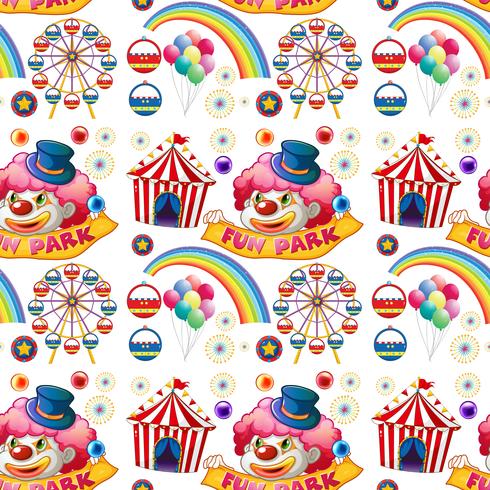 Seamless clown and circus rides vector