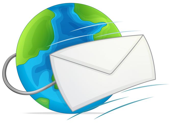 Un correo en el logo de la tierra. vector