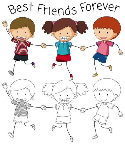 Best friend doodle graphic vector