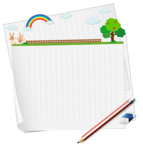 Blank paper and bunny in the field vector