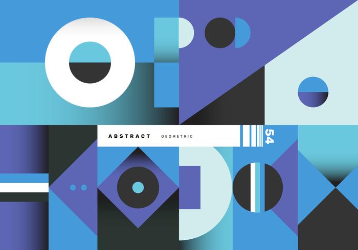 Retro Blue Abstract Geometric Poster Vector