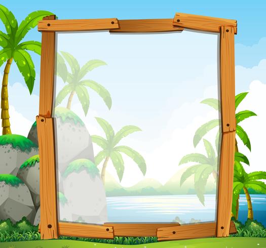 Frame design with river view vector