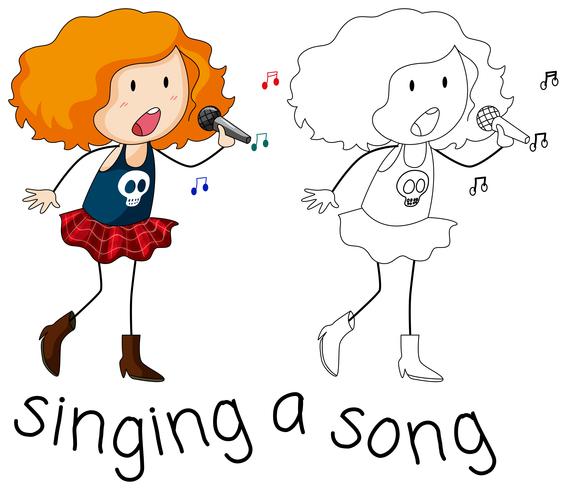 A singer character on white backgroud vector