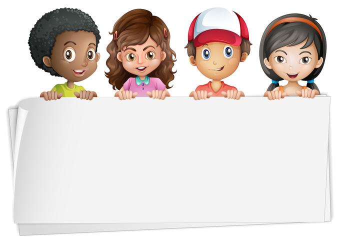 Children holding blank banner vector