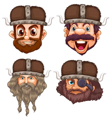 Conjunto de cabeza de vikingo. vector