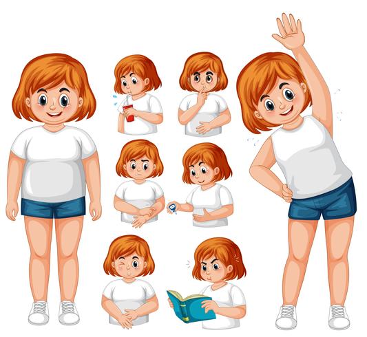 Girl with diabetes exercise vector