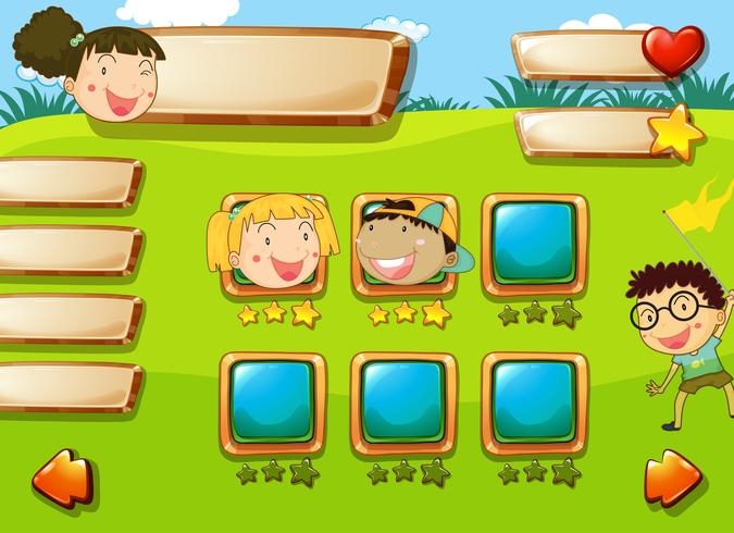 Children face on game template vector