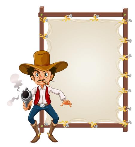 A cowboy on blank banner vector