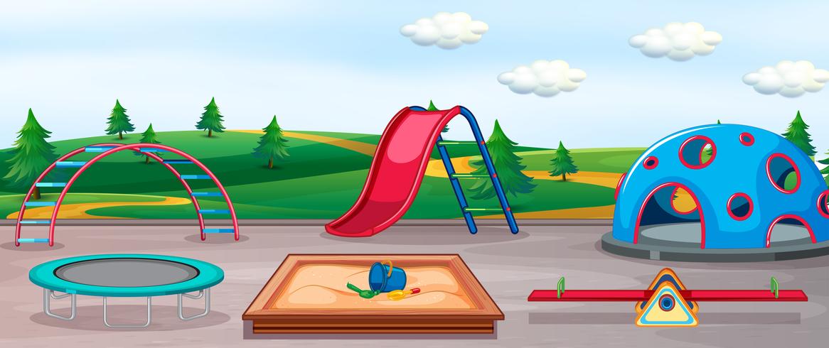 Empty playground and fun equipment vector