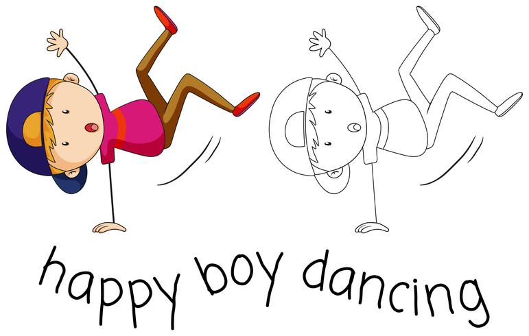 Doodle chico personaje bailando vector