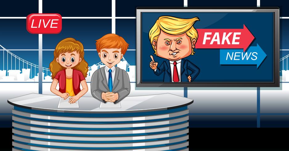 Fake news live at studio vector