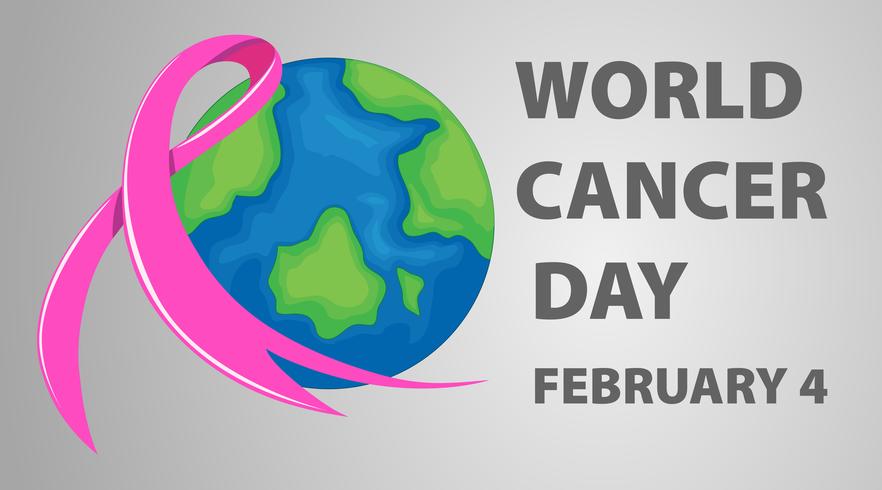 World cancer day poster with pink ribbon vector