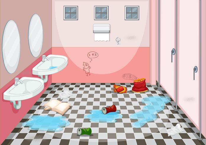 Interior design of dirty toilet vector