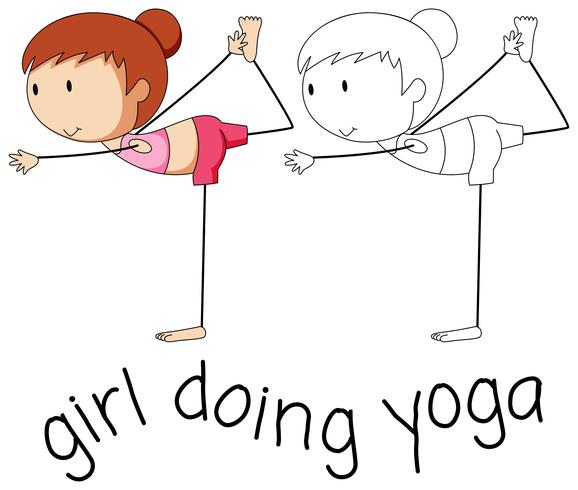 Dooldle girl doing yoga vector