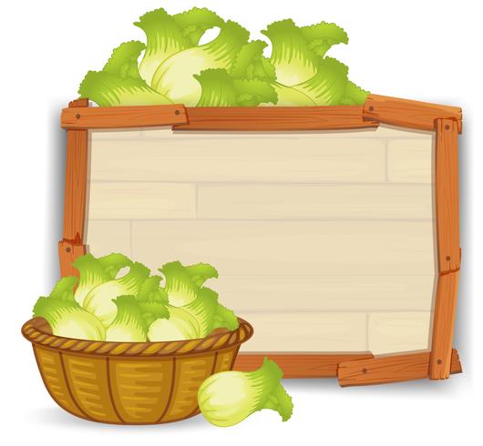 A lettuce on wooden board vector