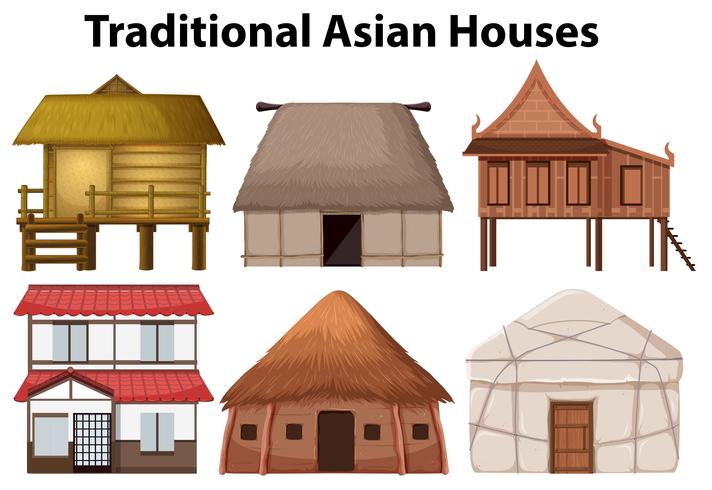 Set of traditional house vector