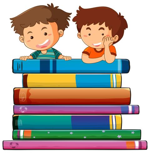 Dos niño con libros vector