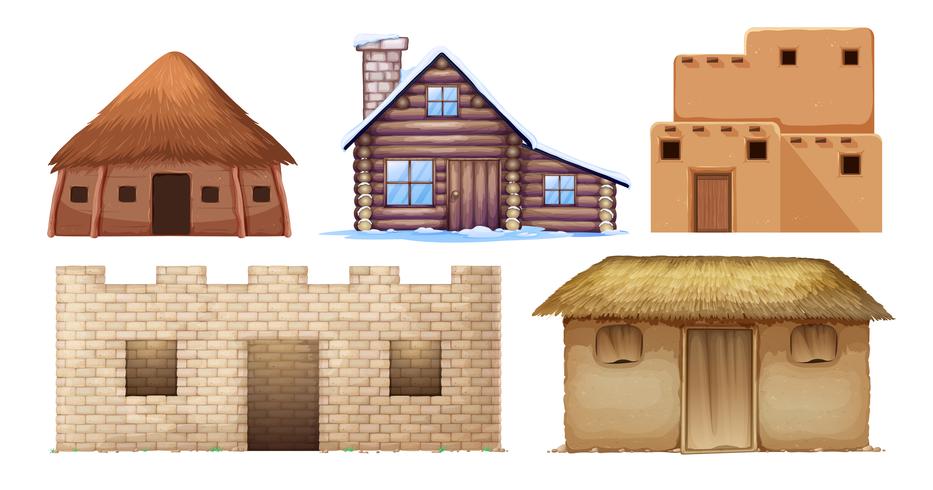 Conjunto de casas de diferentes culturas. vector