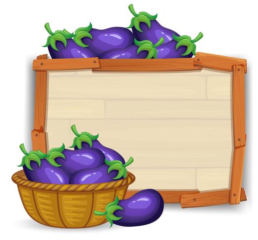 Eggplant on the wooden board vector