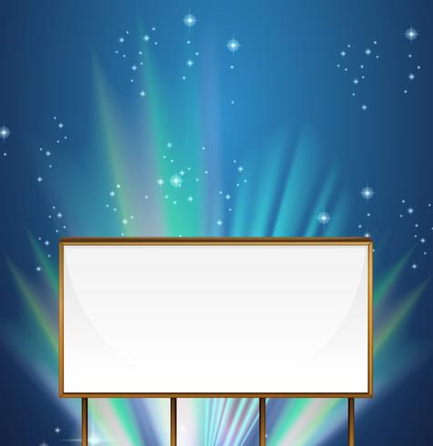 Whiteboard template with aurora sky in background vector