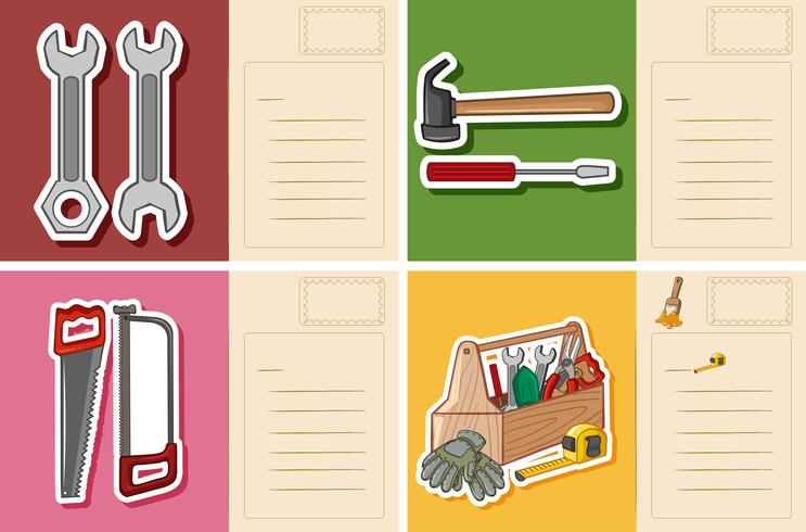 Postcard template with different tools vector