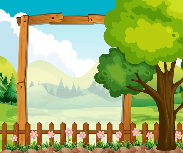 Wooden frame with nature background vector