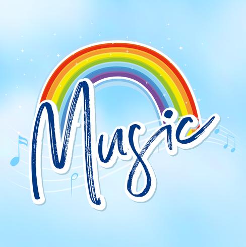 Rainbow and music notes in background vector