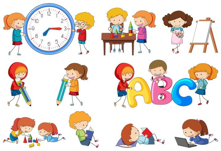 Conjunto de actividad de los niños del doodle vector