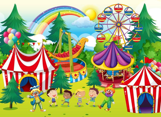 Children playing in the circus vector