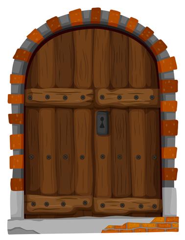 Estilo medieval de puerta de madera. vector