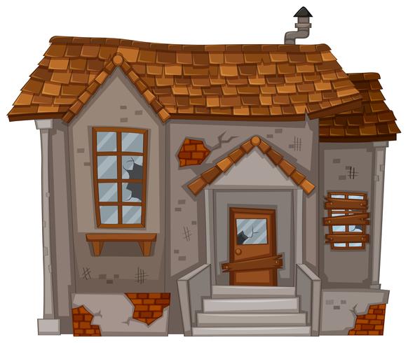 Old house with ruined walls vector