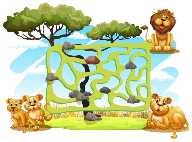 Game template with lions in the field vector