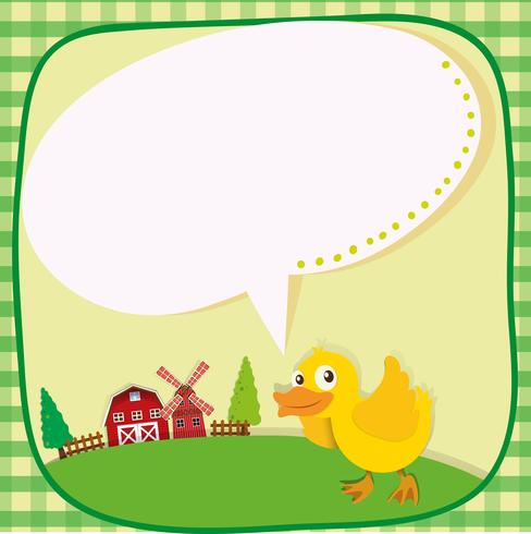 Border design with duckling on the farm vector