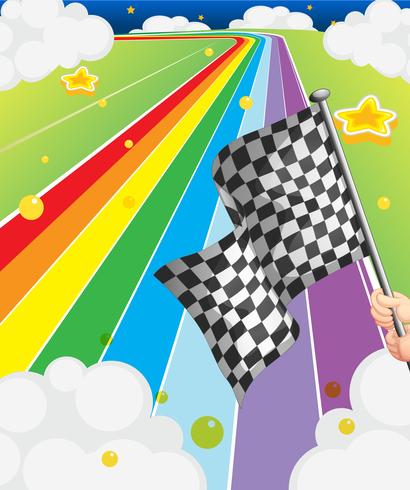 A colorful road with a flag vector