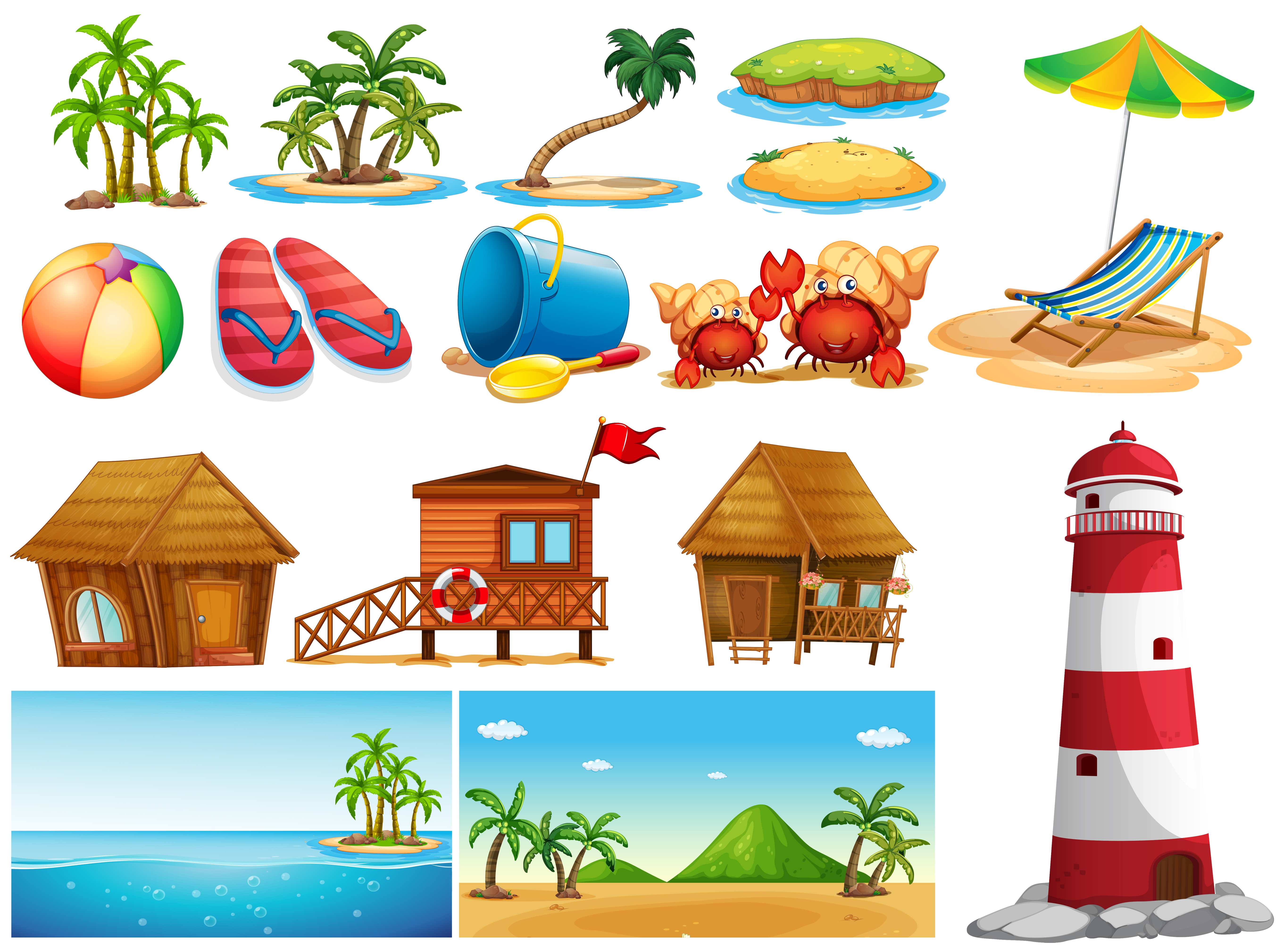 Download Summer theme with ocean and buildings 520501 Vector Art at Vecteezy