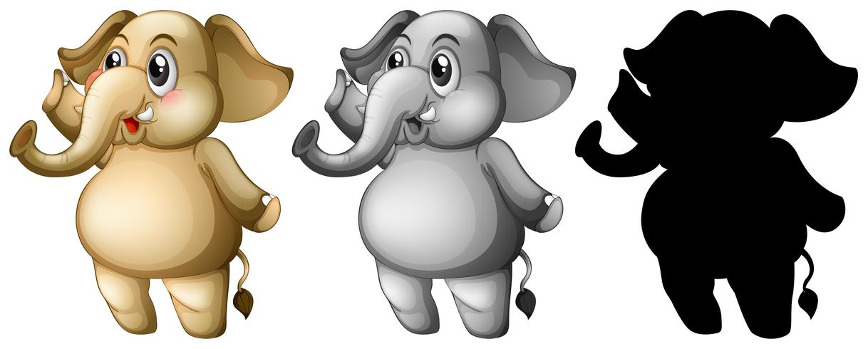 Conjunto de personajes de elefante. vector