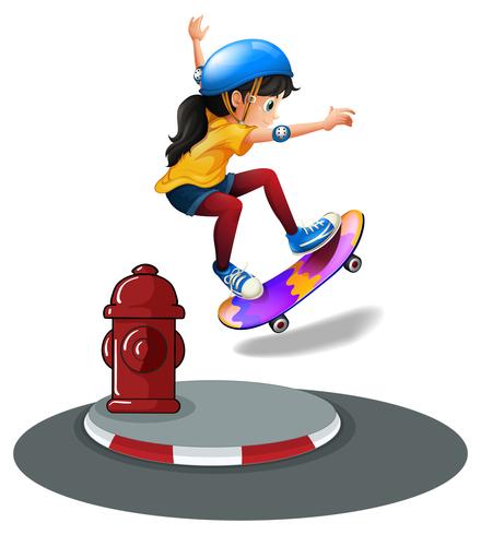 Una niña patinando vector