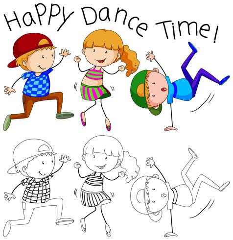 Doodle feliz personaje de bailarina vector