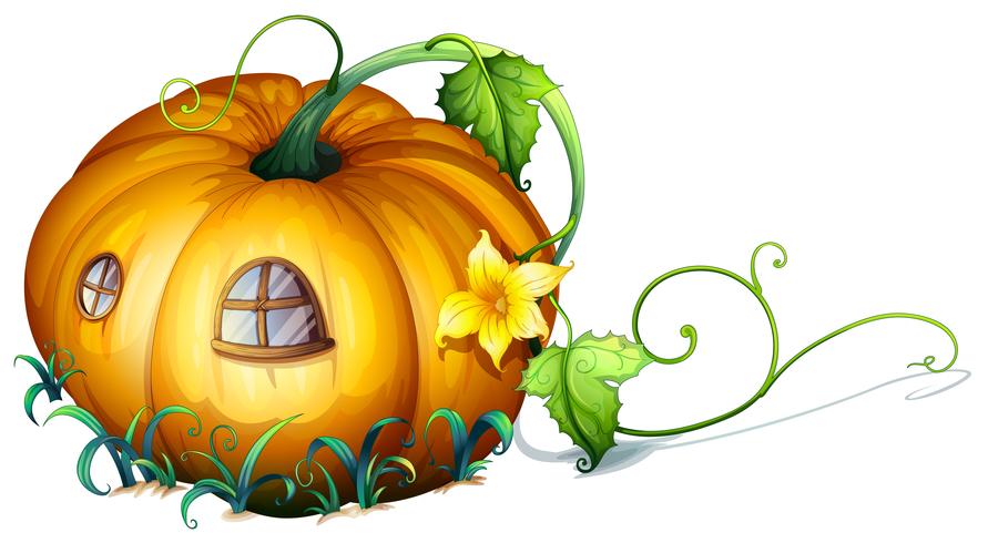 Casa de calabaza con ventanas vector