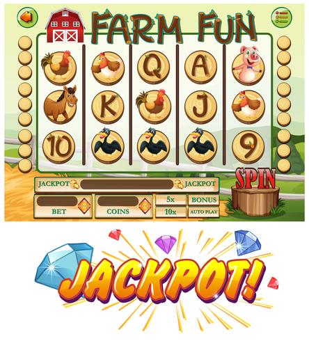 Game template with farm animals vector