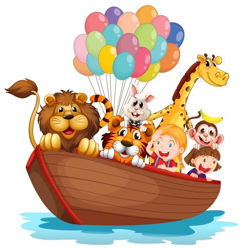 A boat full of animals vector