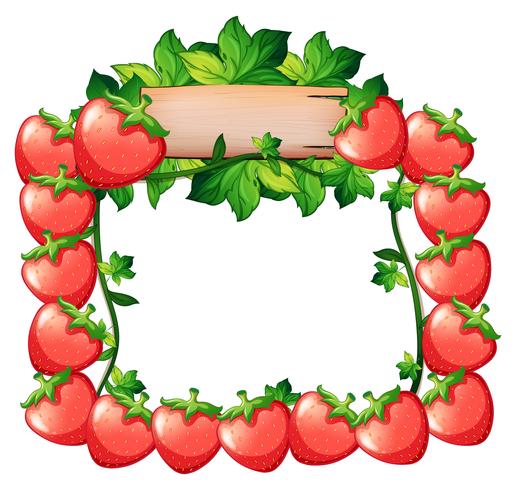 Frame design with fresh strawberries  vector