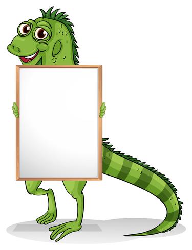 An iguana holding a framed board vector