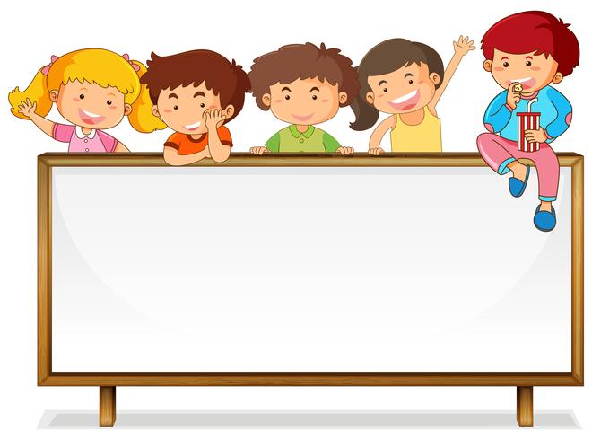 Niños en banner de pizarra vector